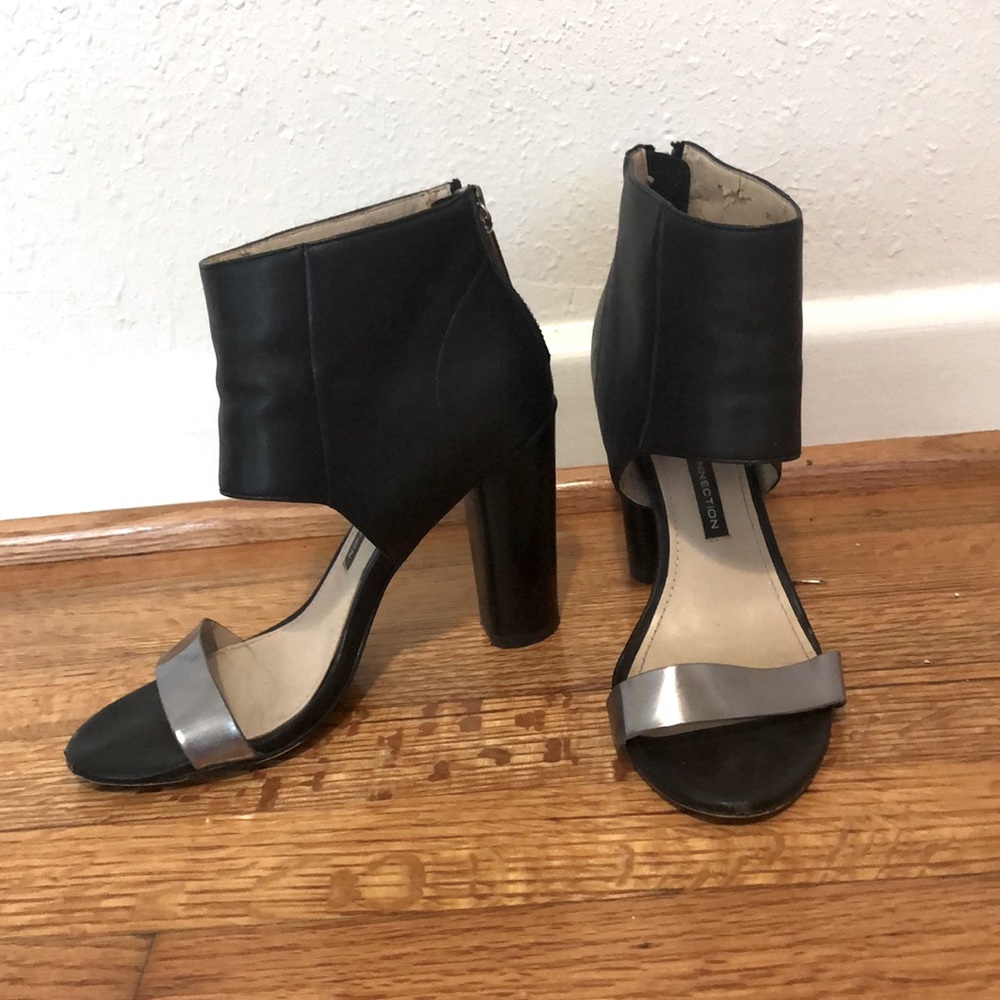 FenchConnection Black and Silver Heels, great cond